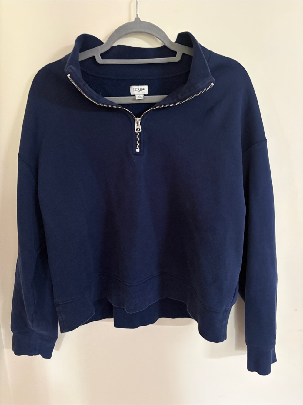 J. Crew Navy Half-Zip Funnel Neck Sweatshirt
